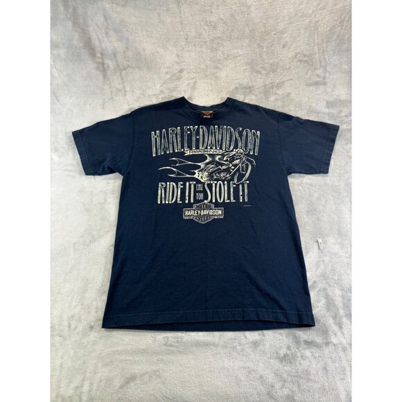 Harley Davidson Shirt Men's Medium Blue Ride it like You Stole it Tshirt - Picture 7 of 8